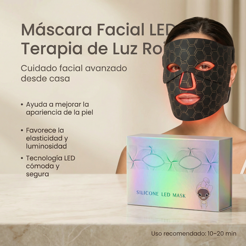 Máscara Facial LED con Luz Roja – Cuida tu piel desde casa