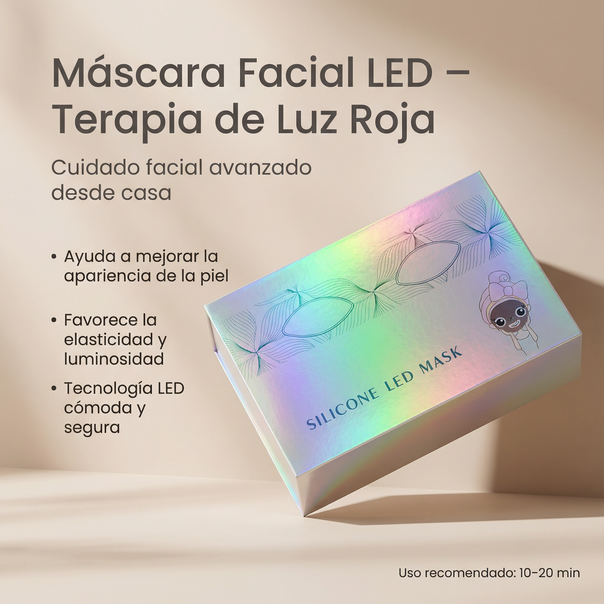 Máscara Facial LED con Luz Roja – Cuida tu piel desde casa