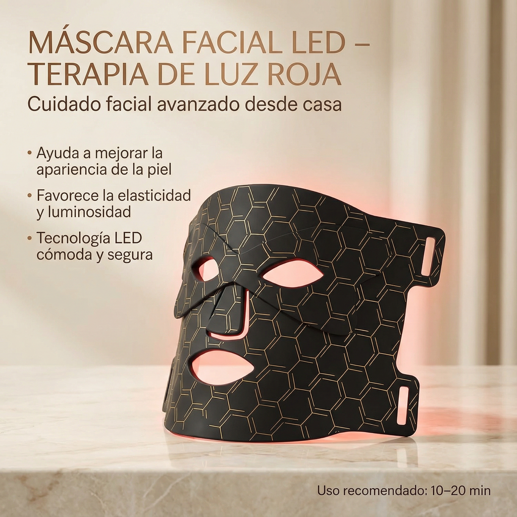 Máscara Facial LED con Luz Roja – Cuida tu piel desde casa